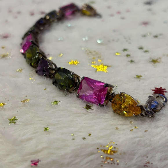 Elegant Multicolor Gemstone Sterling Silver Bracelet - Picture 9 of 10